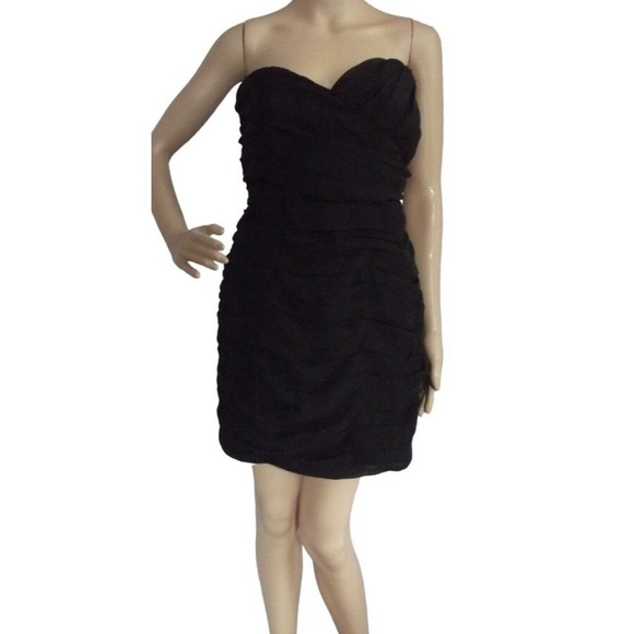 Walter By Walter Baker Black Ruched Chiffon Strapless Party Mini Dress NWT S - Picture 2 of 16